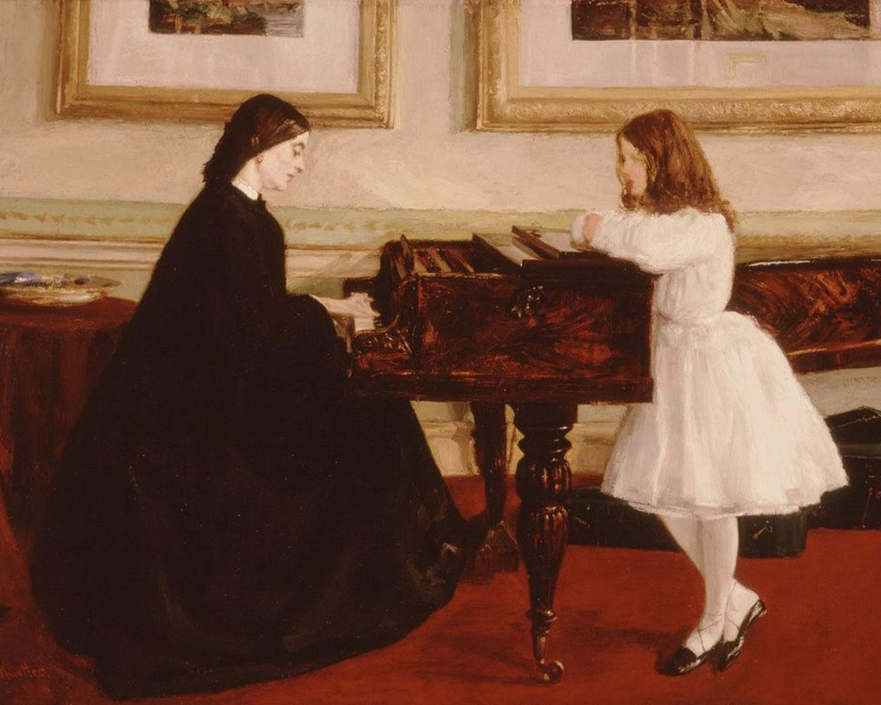 James McNeill Whistler - At the Piano (1859) Wallpaper #1 1280 x 1024 