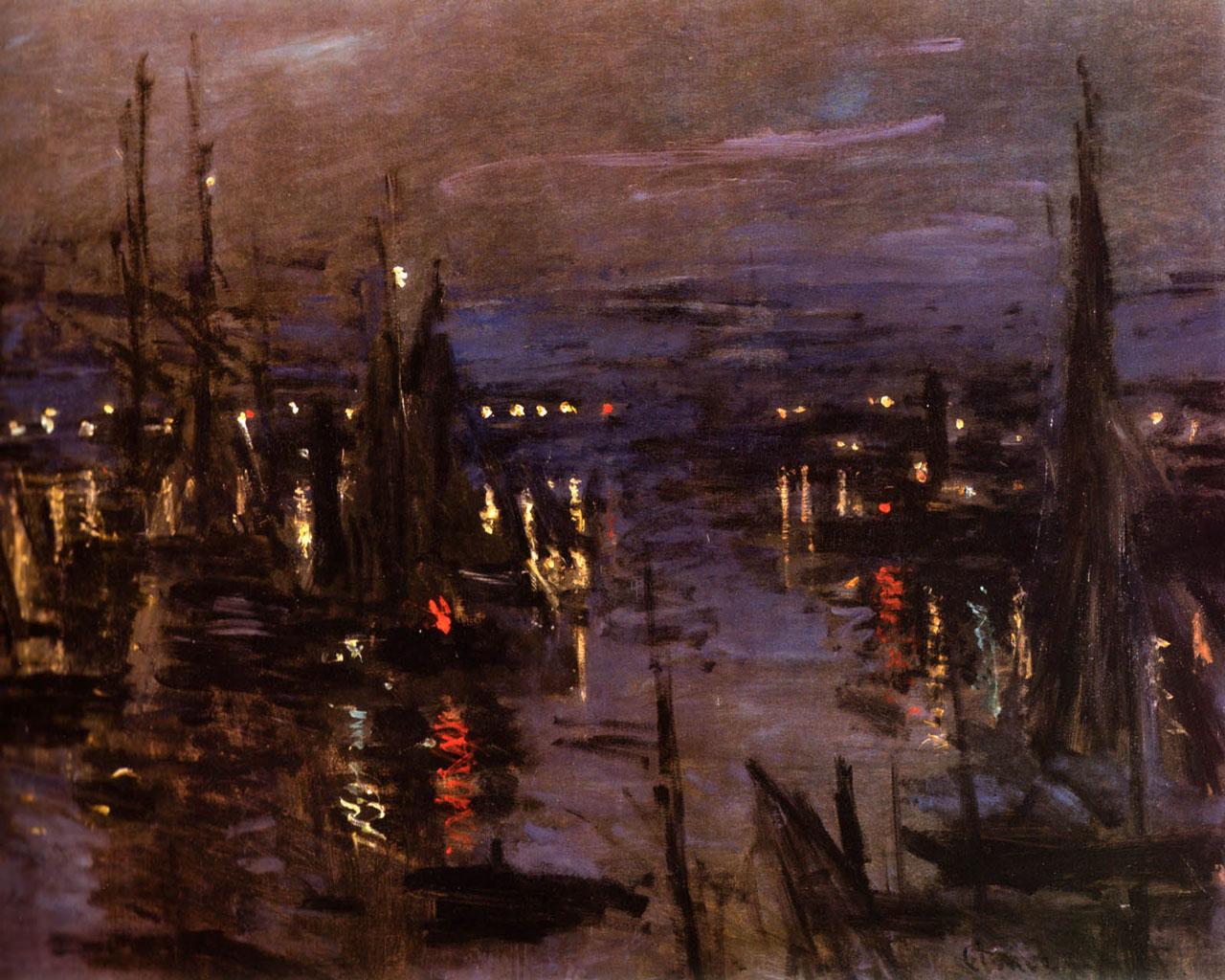 Claude Monet - Le Port du Havre, Effet de Nuit Wallpaper #4 1280 x 1024 