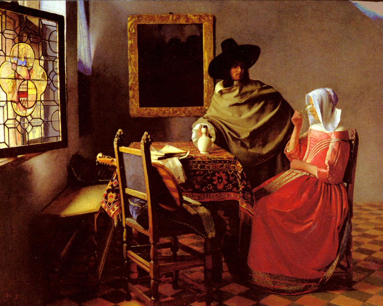 Johannes Vermeer - The Glass of Wine Wallpaper #1 1280 x 1024 