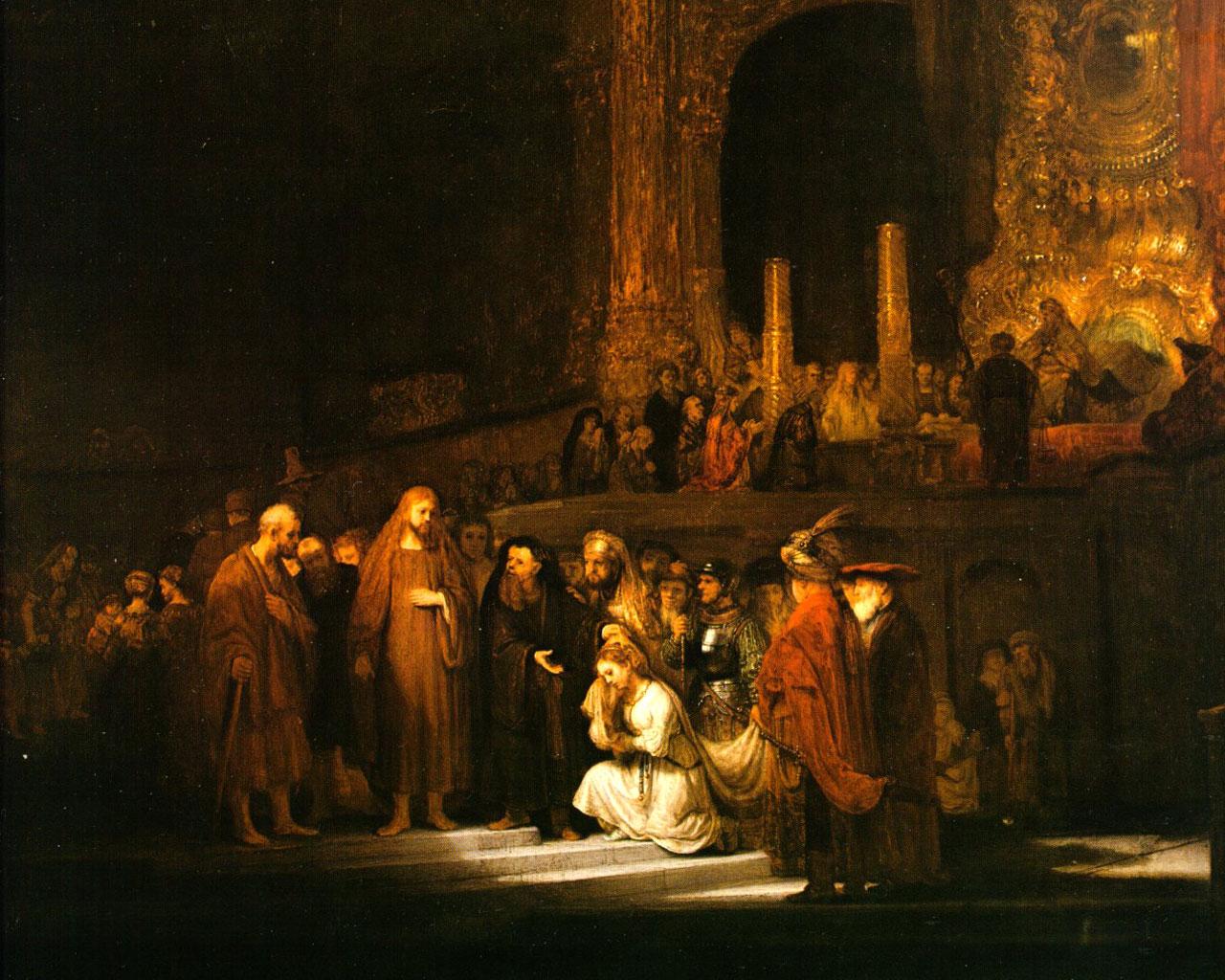 Rembrandt - The Woman Taken in Adultery (Detail) Wallpaper #3 1280 x 1024 