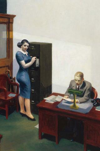 Edward Hopper - Office At Night (1940) Wallpaper #3 320 x 480 (iPhone/iTouch)