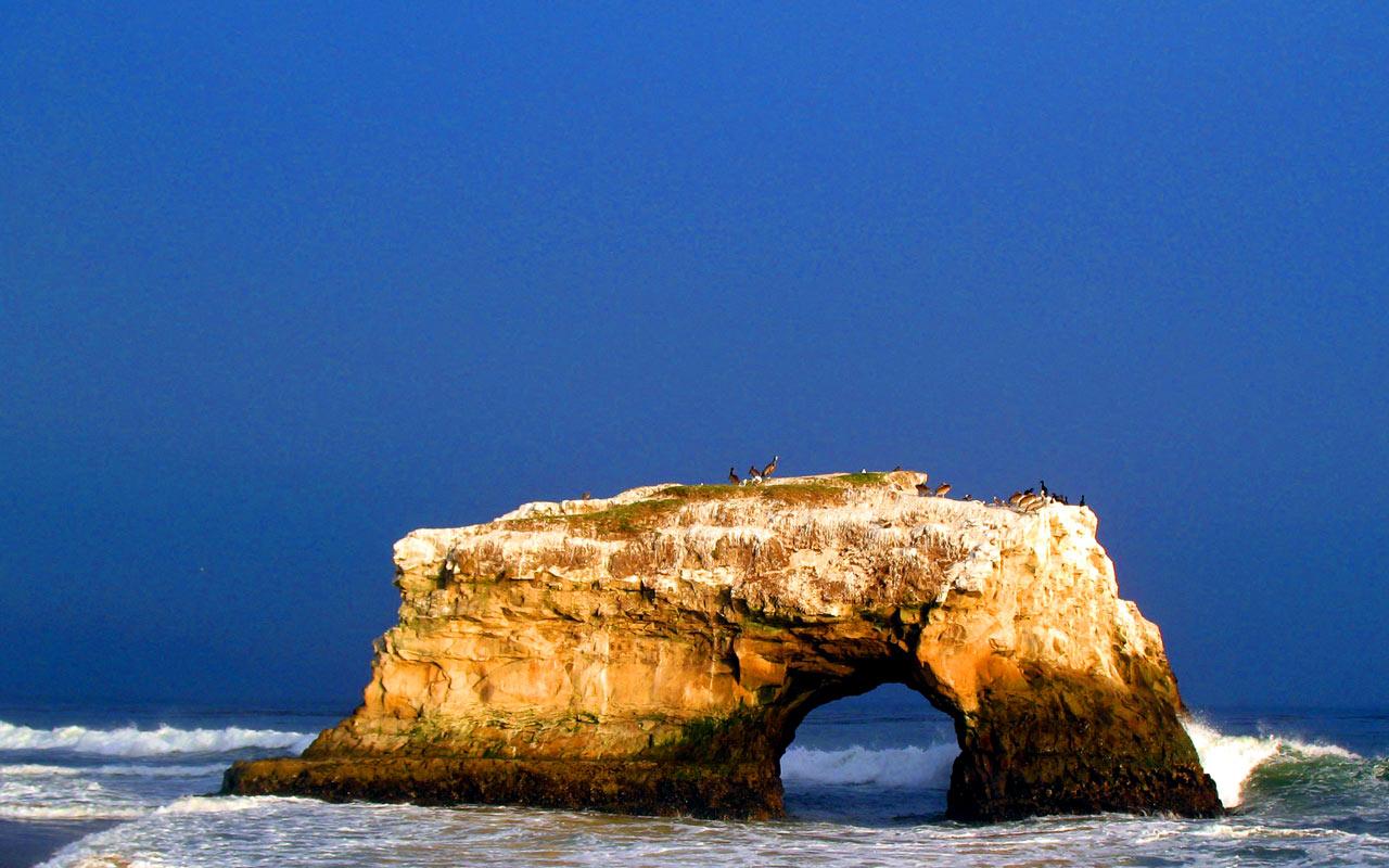 Natural Bridges Beach, California - Rock Arch Wallpaper #3 1280 x 800 