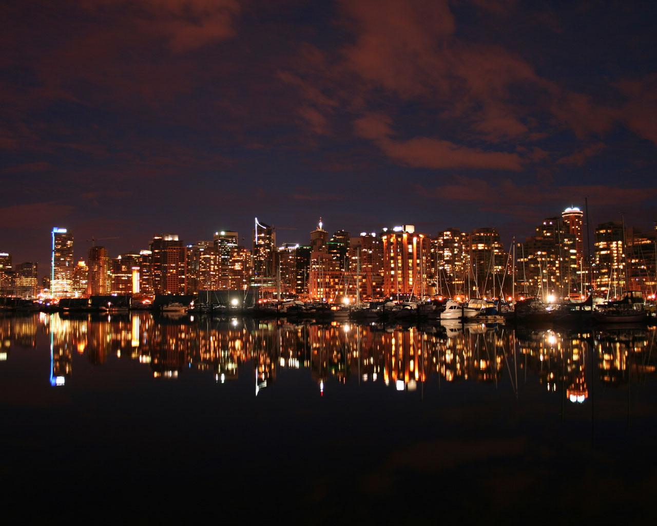Vancouver - Night Skyline from Stanley Park Wallpaper #1 1280 x 1024 