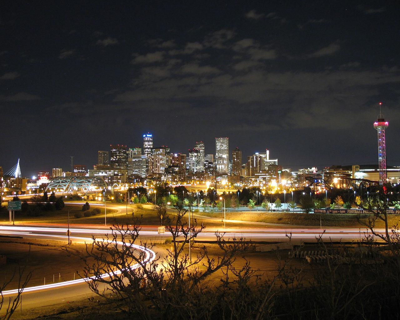 Denver - City Skyline at Night Wallpaper #4 1280 x 1024 