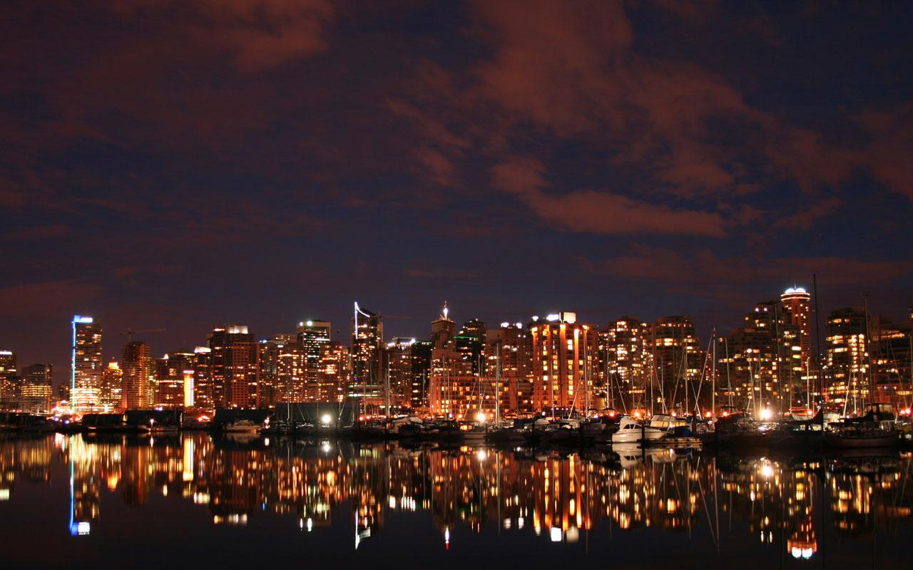 Vancouver - Night Skyline from Stanley Park Wallpaper #1 1280 x 800 