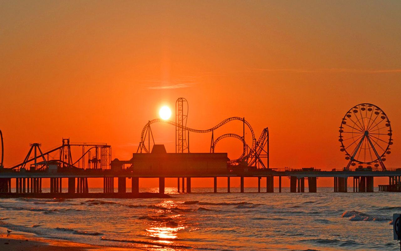 Galveston - Sunset Over Pleasure Pier Wallpaper #1 1280 x 800 