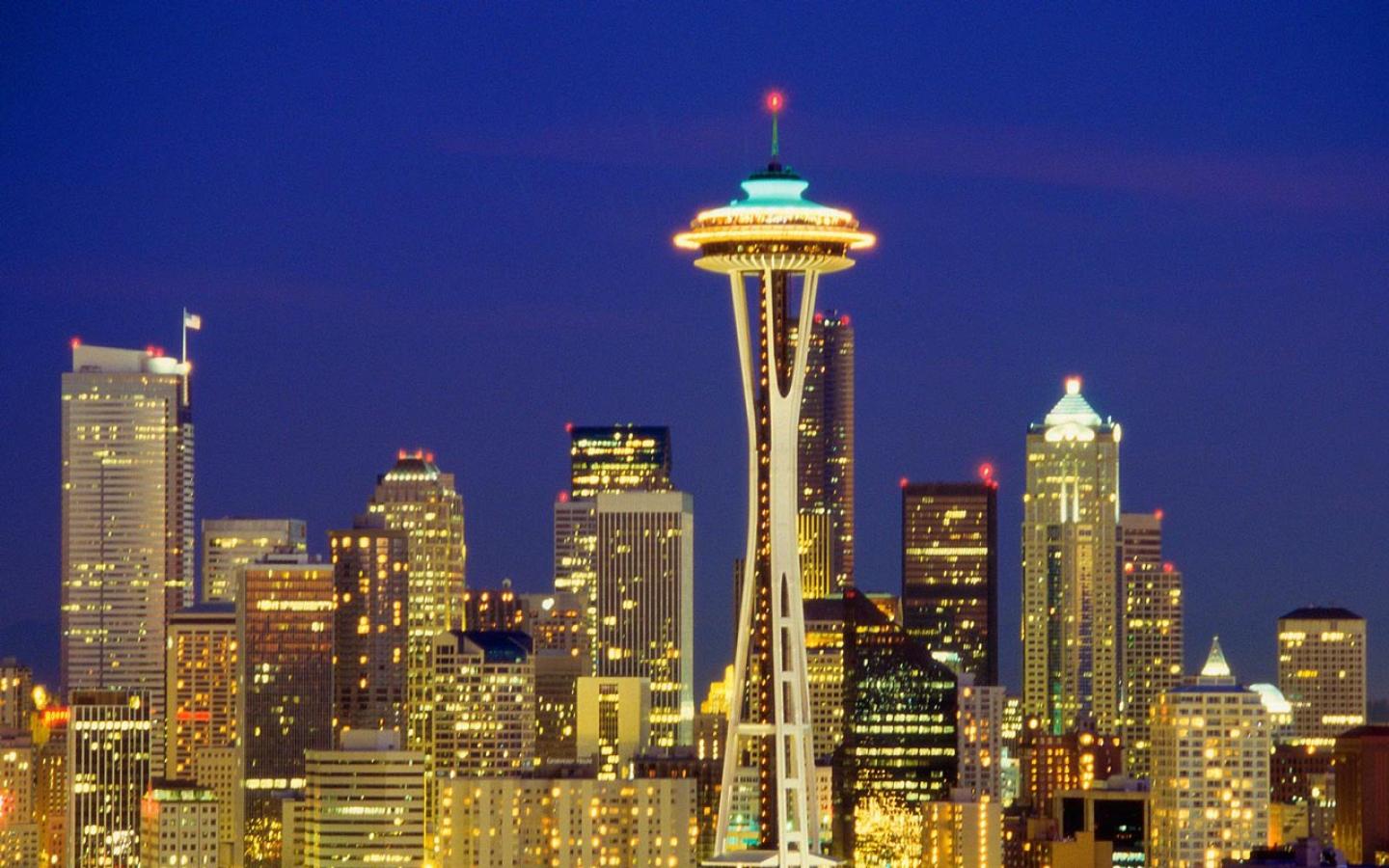 Seattle - Skyline at Night Wallpaper #1 1440 x 900 